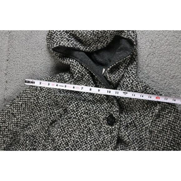 Free People Coat Womens Small Satellite Image Tweed Hooded Swing Wool Blend - Picture 11 of 12
